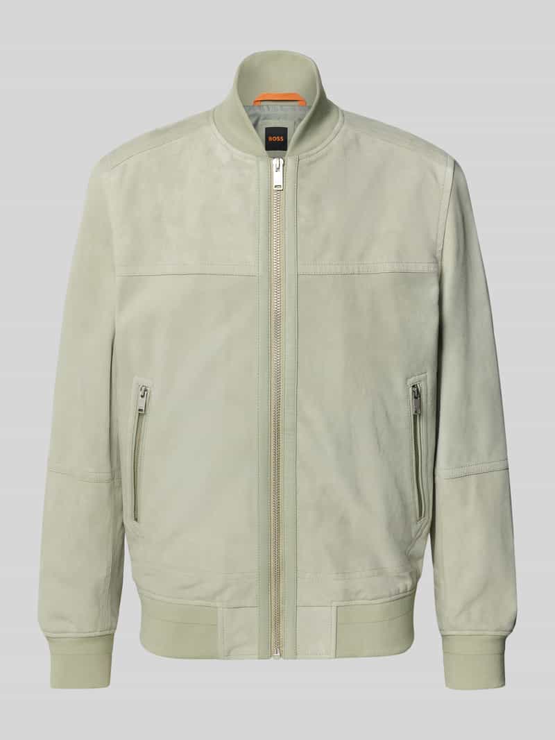 Boss Orange Regular fit jack van echt geitenleer model 'JOHICE'
