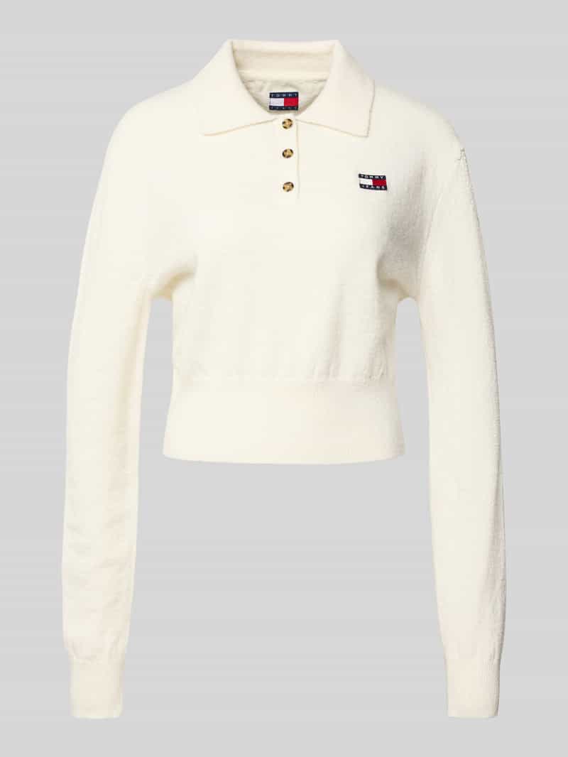 Tommy Jeans Kort gebreid poloshirt met alpacawol model 'TJW FLUFFY POLO SWEATER'
