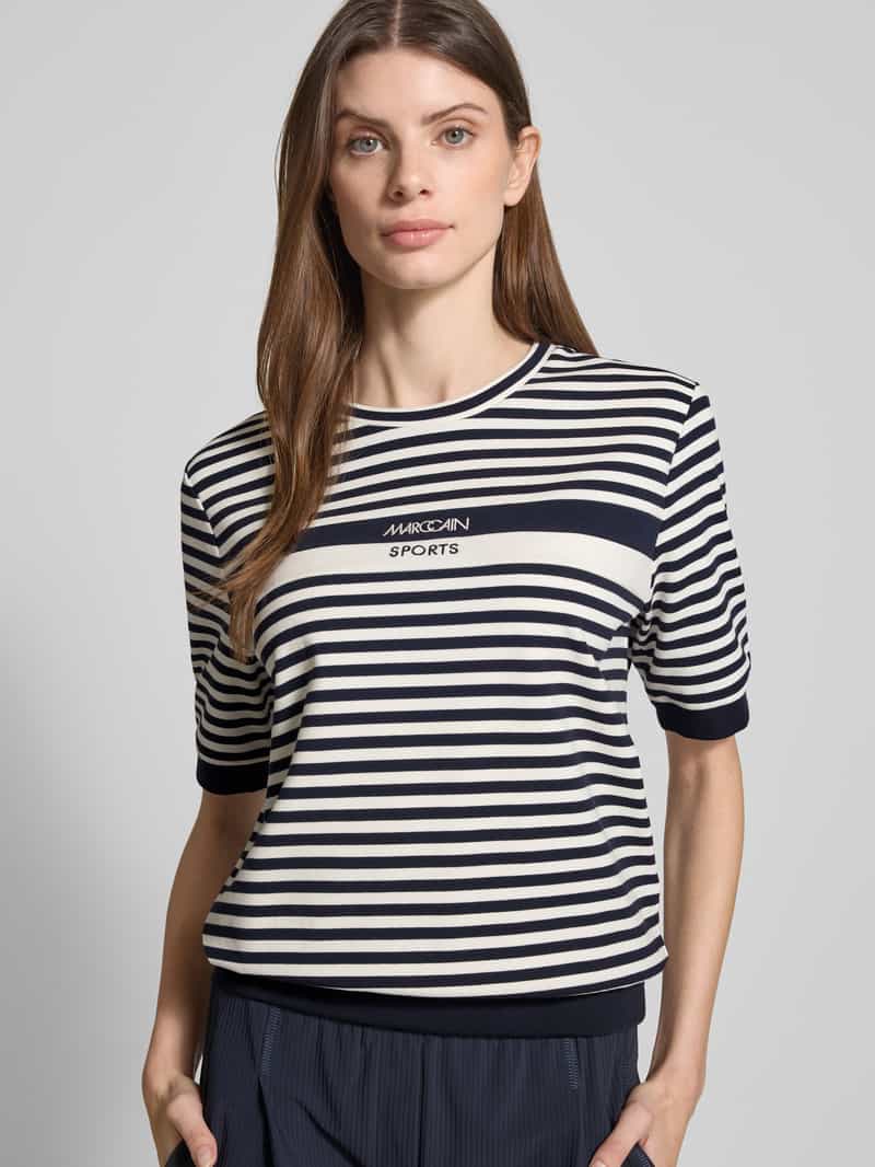 Marc Cain T-shirt met labelstitching en ronde hals