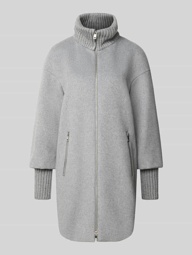 White Label Lange jas van wolmix met ritszakken