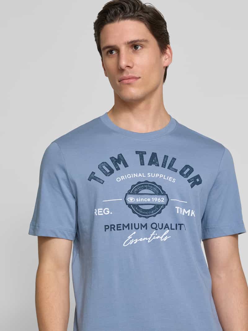 Tom Tailor Regular fit T-shirt van puur katoen met labelprint