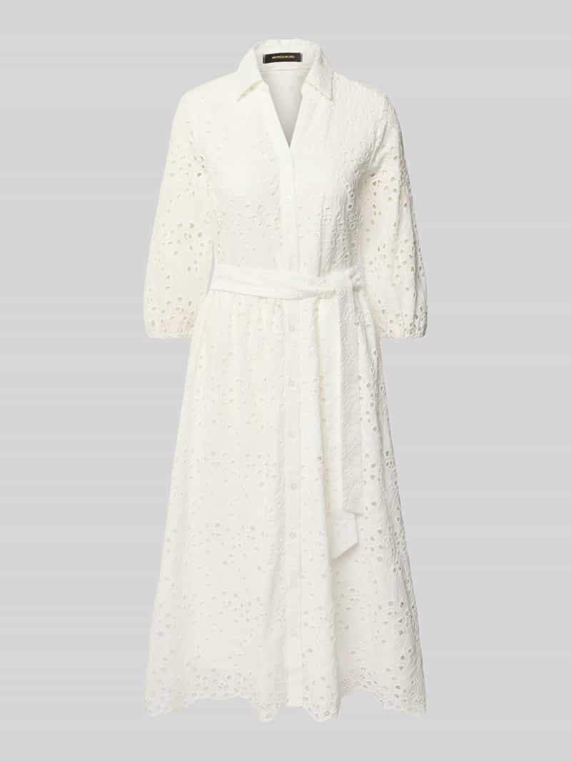 MORE & MORE Overhemdjurk met broderie anglaise en strikceintuur