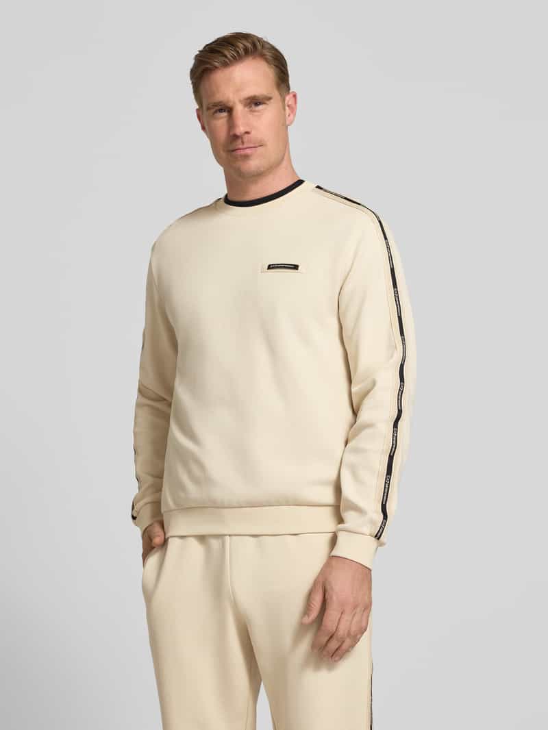 EA7 Emporio Armani sweatshirt met label-details en ronde hals zand, foto 3