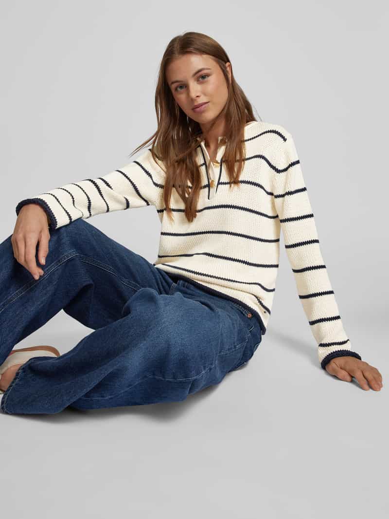 BRAX Gebreide pullover met korte knoopsluiting