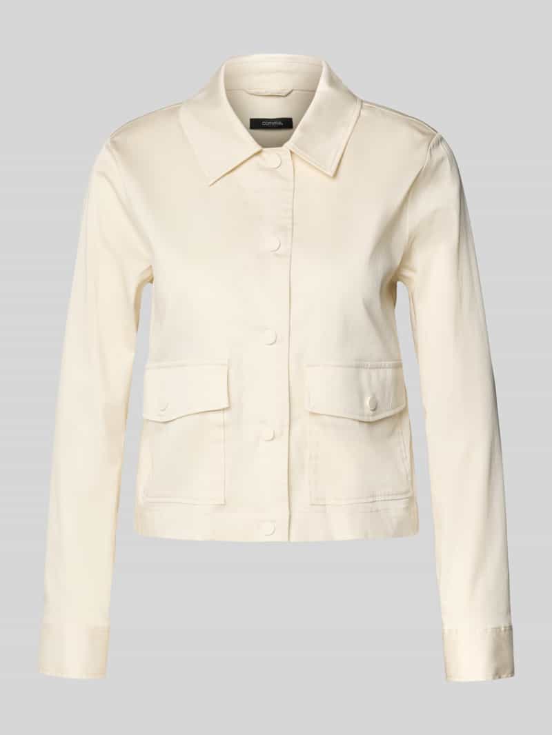 comma Regular fit blazer van katoenmix met klepzakken