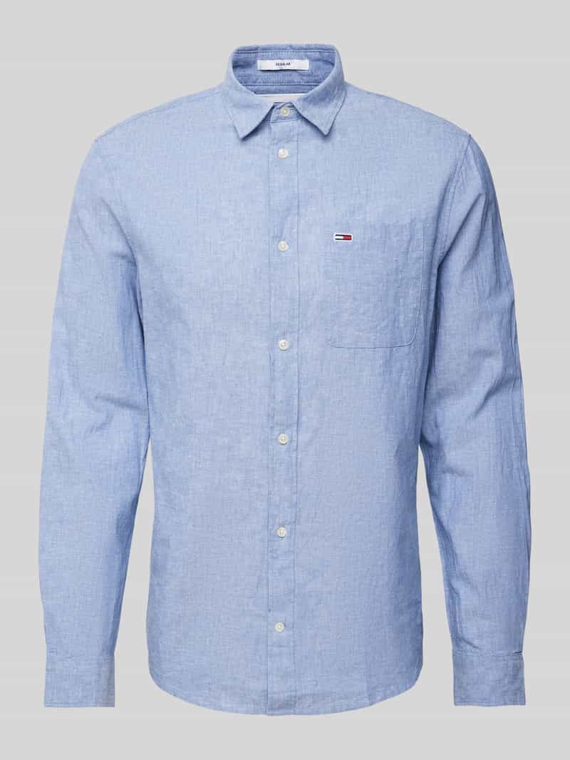 Tommy Jeans Vrijetijdsoverhemd van een mix van katoen en linnen met labelstitching