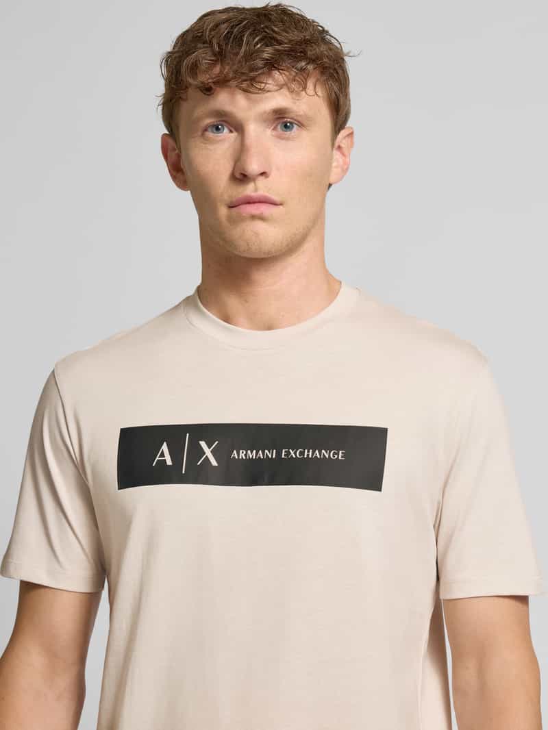 Armani Exchange Regular fit T-shirt van puur katoen met logoprint