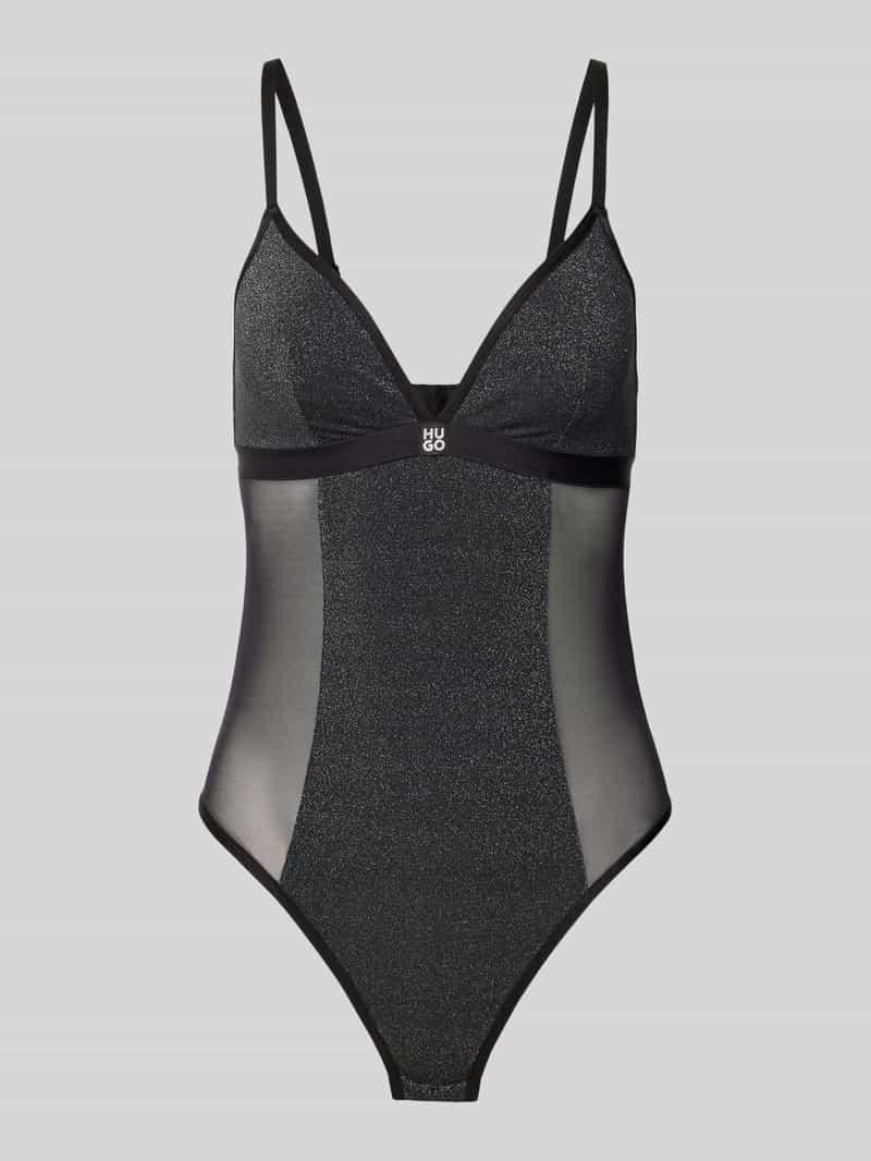 HUGO Semi-transparante body met labeldetail