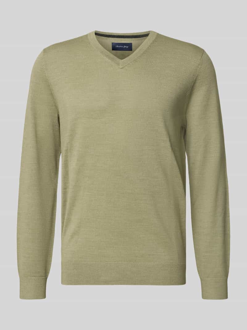 Gebreide pullover van wolmix met V-hals