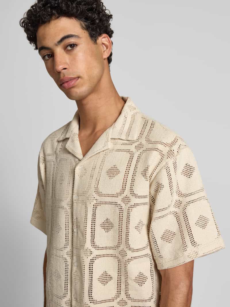 Redefined Rebel Boxy fit vrijetijdsoverhemd met ajourpatroon model 'ZANDER'