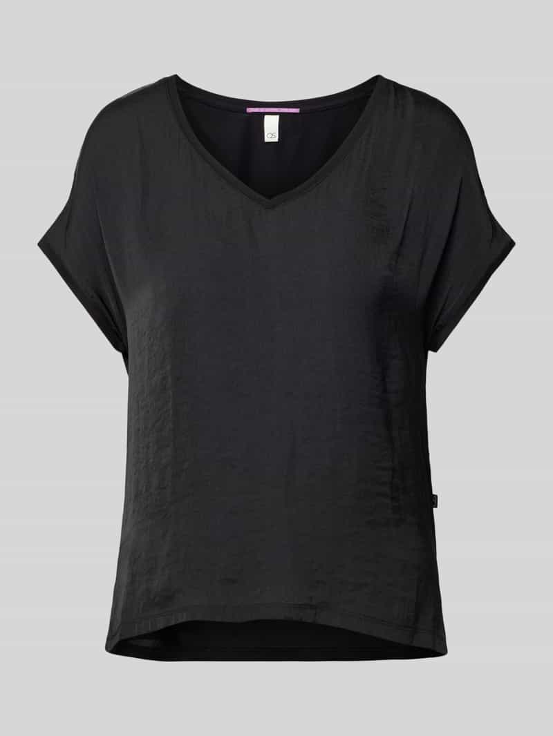 QS T-shirt met afgeronde V-hals