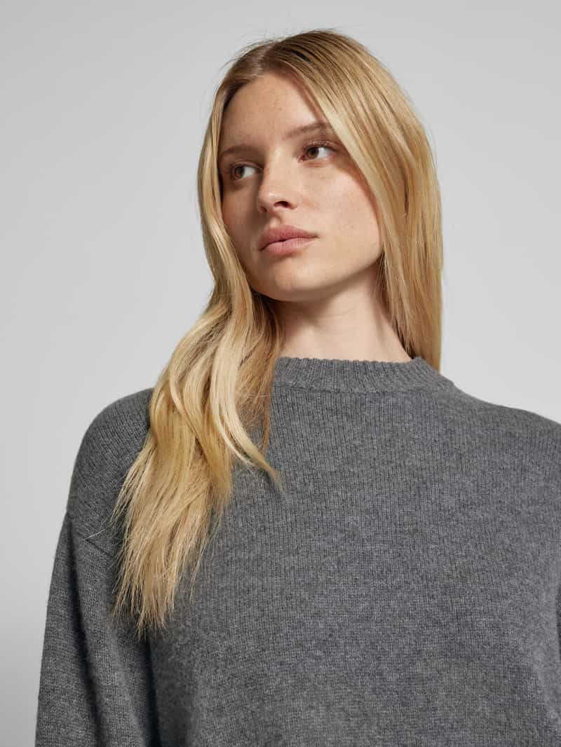 Jake*s Casual Gebreide pullover van wollen kasjmier met ribboorden