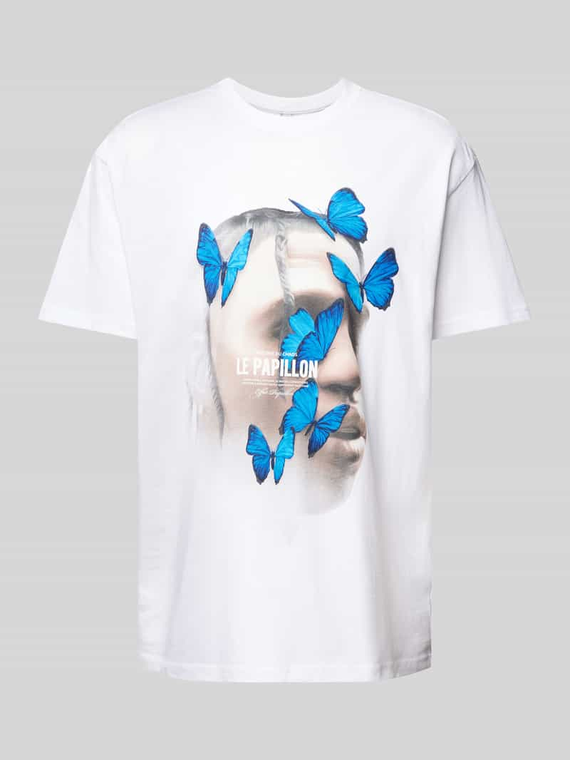 Mister tee T-shirt met motiefprint, model 'LE PAPILLON'