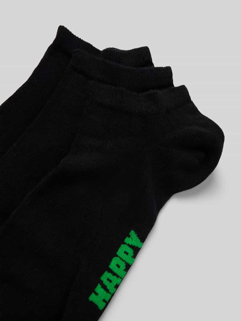 Happy Socks Sneakersokken met labeldetail in een set van 3 paar model 'Solid'
