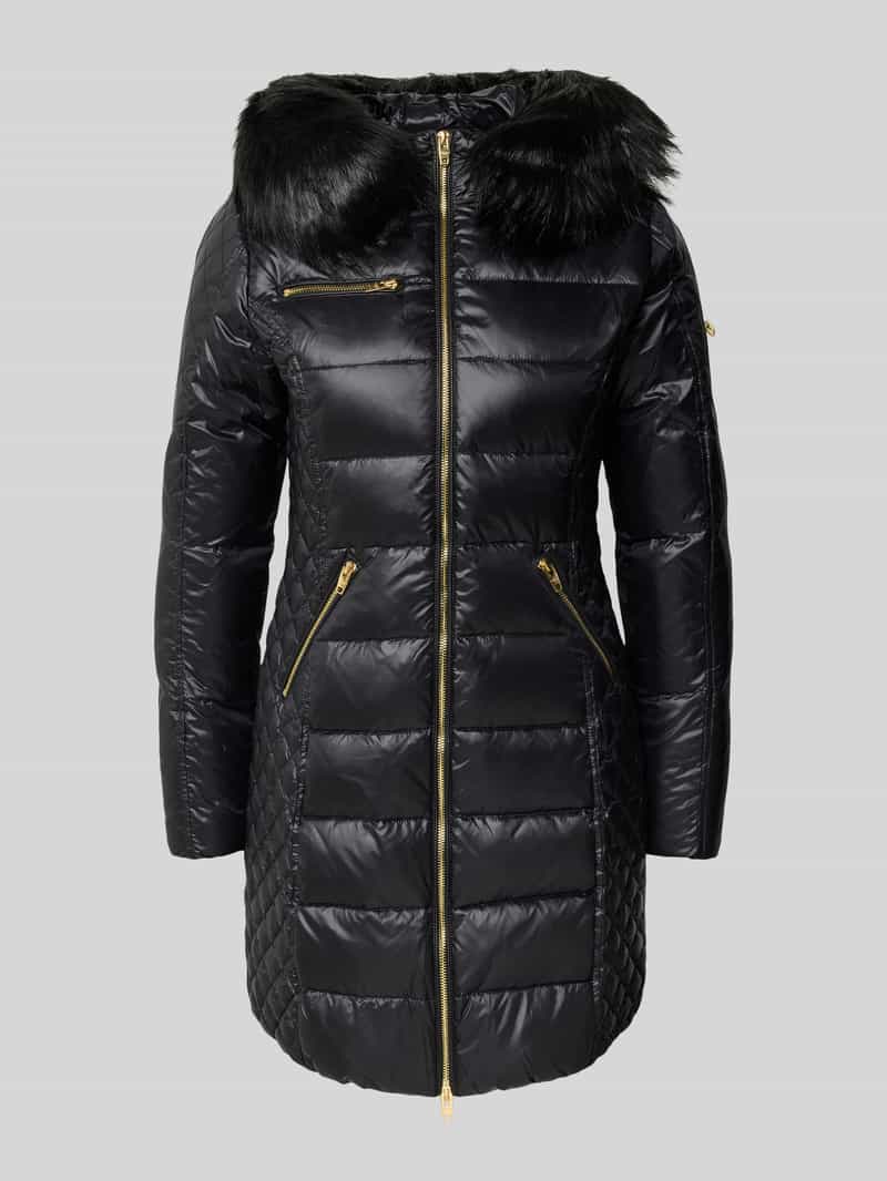 Slim fit lange donsjas met tweewegritssluiting model 'Ciara'