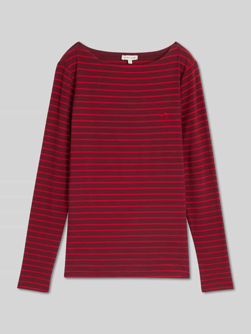 Tom Tailor - Shirt met lange mouwen en streepmotief - Maat XXL - preppy plum red stripe