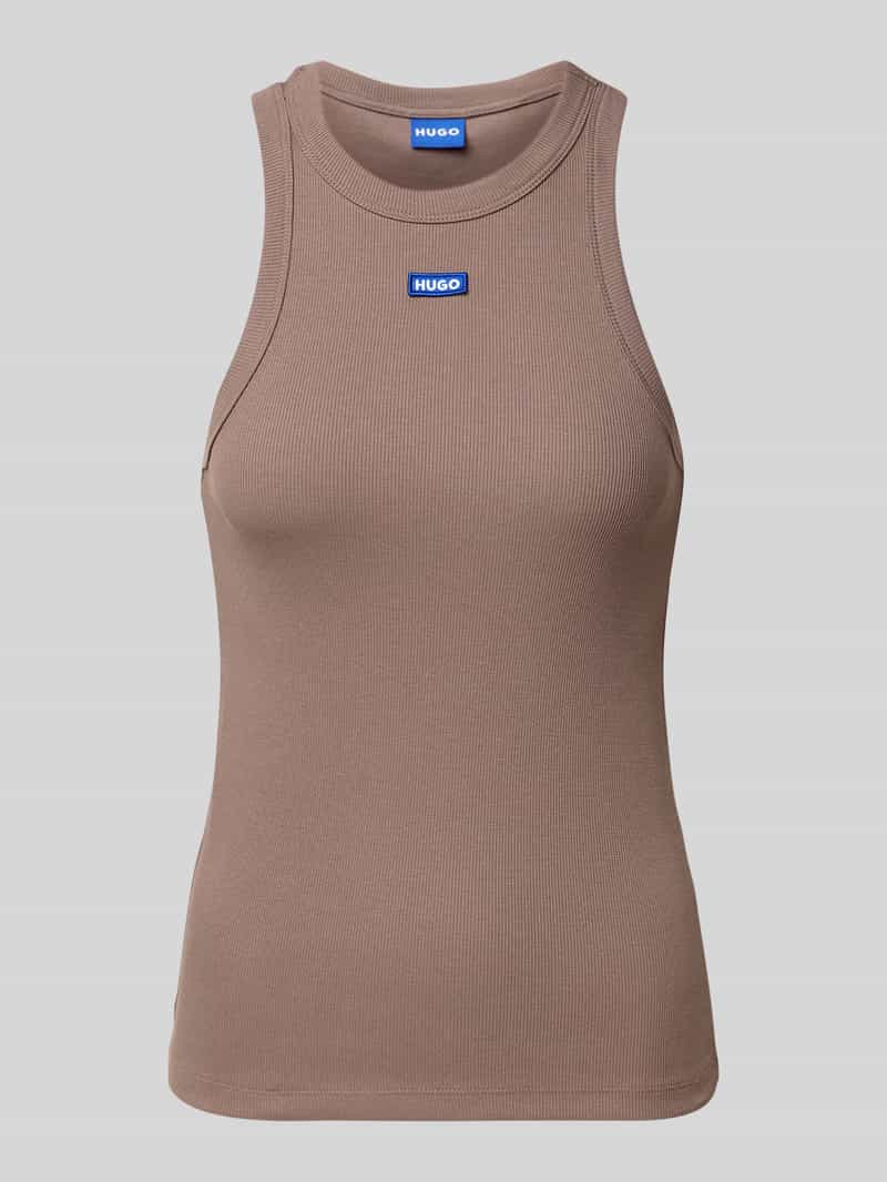Hugo Blue Tanktop met labelbadge model 'Easy'