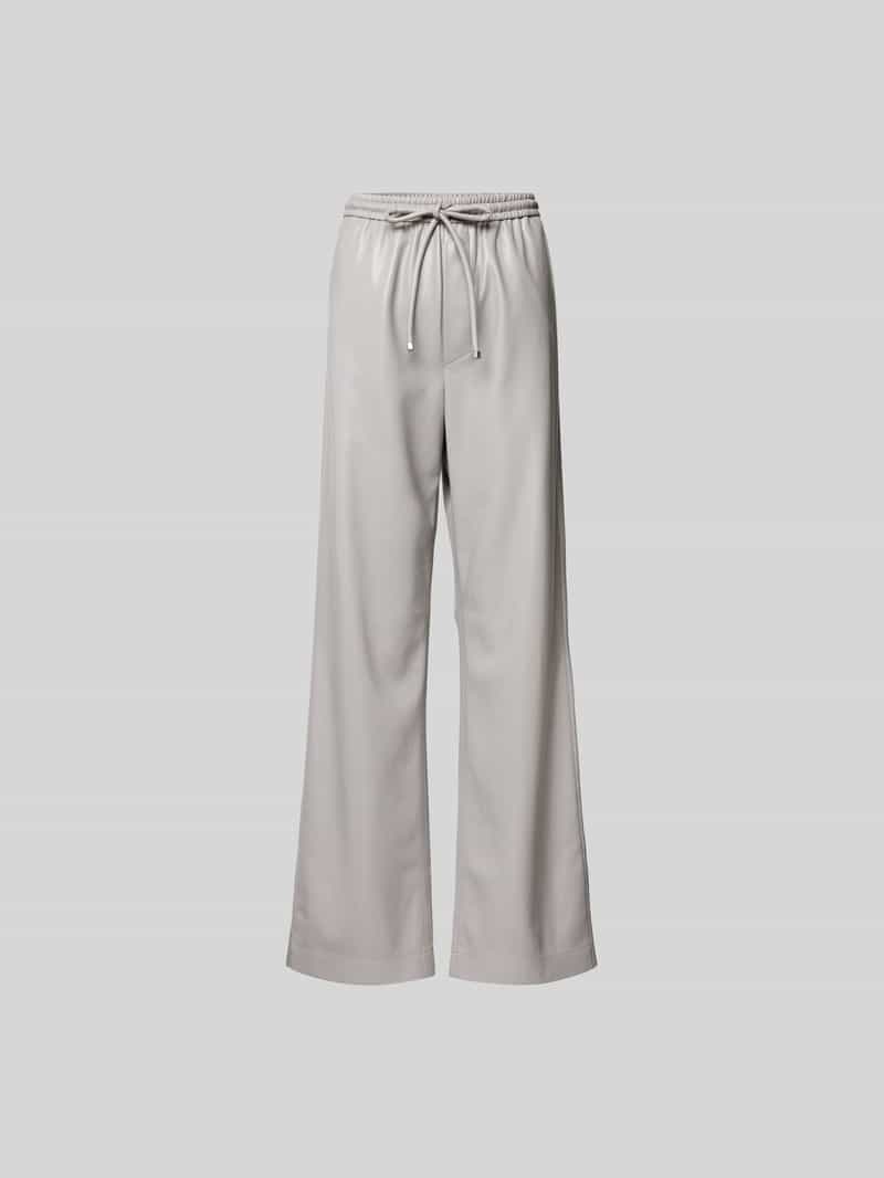 relaxed fit stoffen broek in leerlook