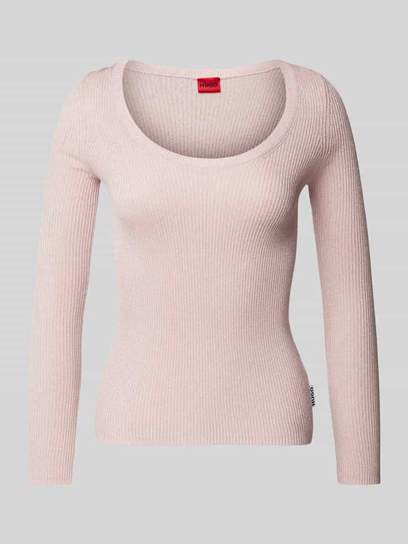 HUGO Gebreide pullover met geribde ronde hals, model 'Sunessya'