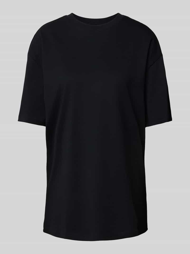 Review Oversized T-shirt met geribde ronde hals