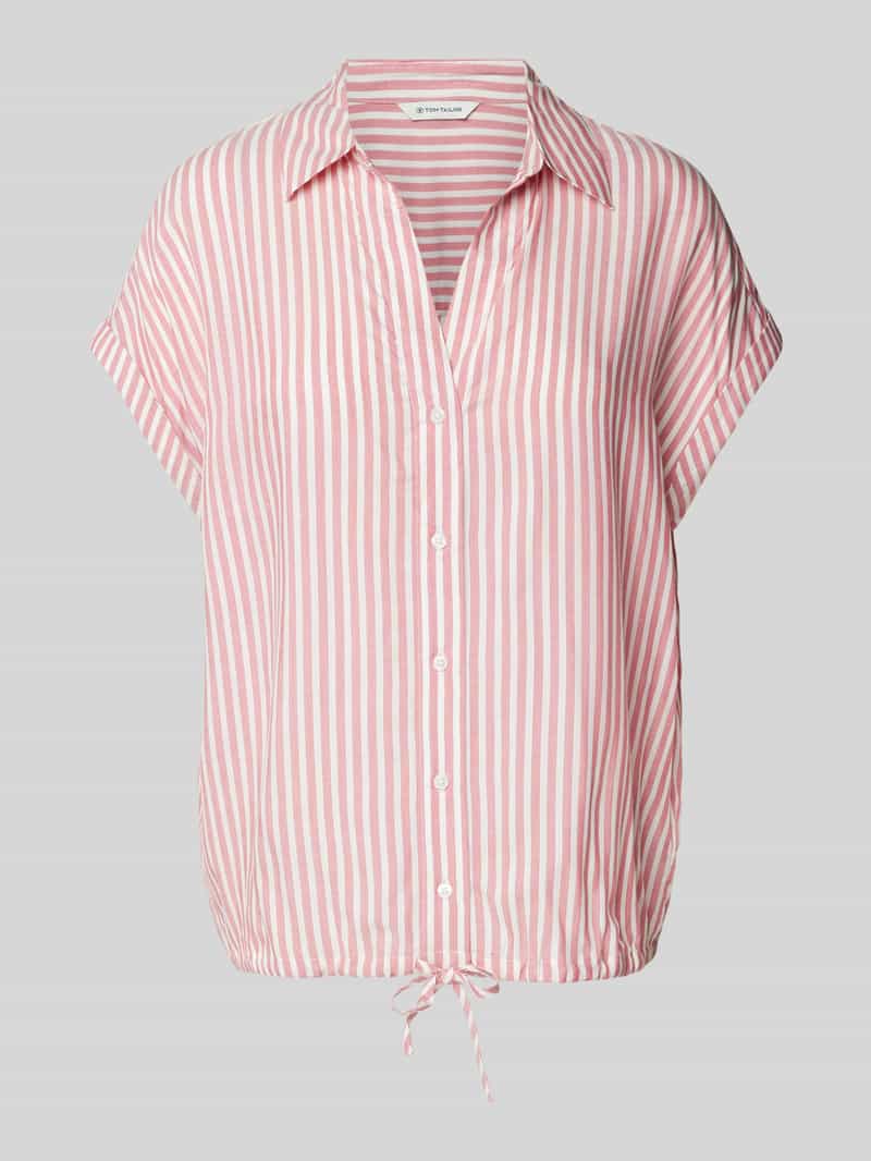 Tom Tailor Relaxed fit blouse met korte mouwen van puur viscose met V-hals