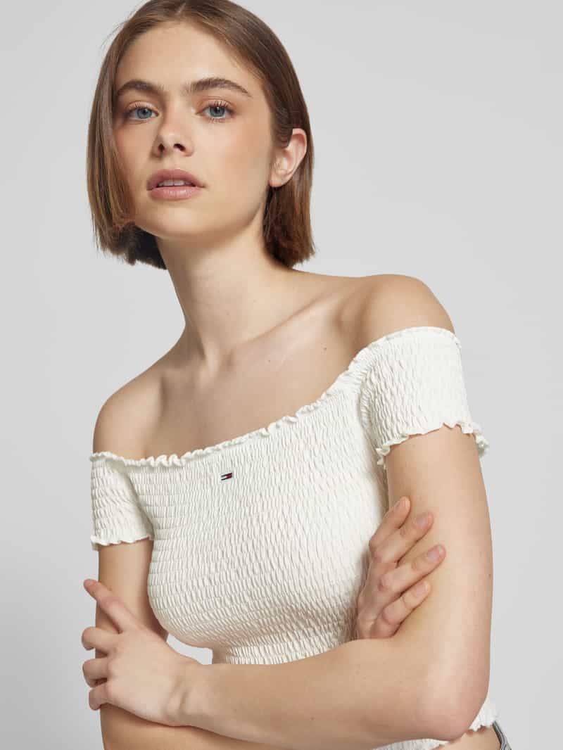 Tommy Jeans Slim fit korte top met gesmokte inzetten