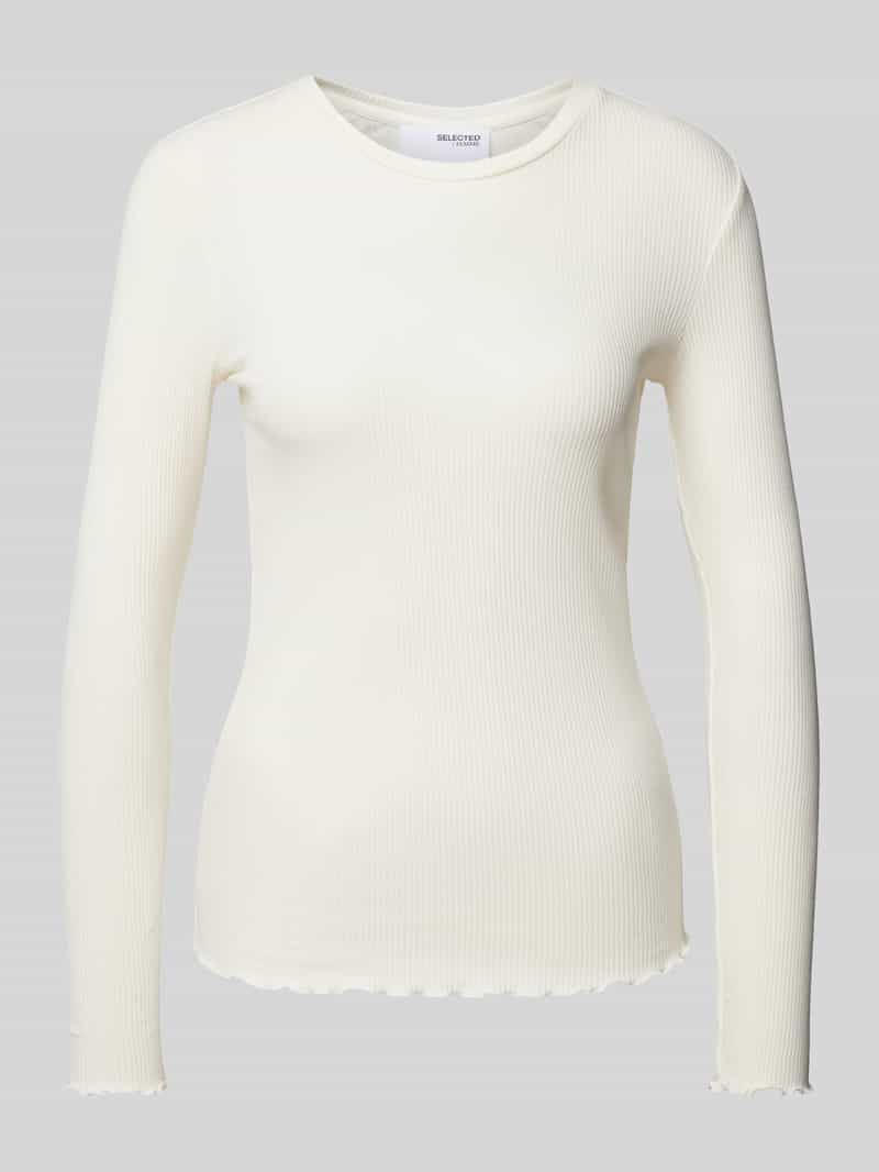 Selected Femme Shirt met lange mouwen in riblook, model 'ANNA'