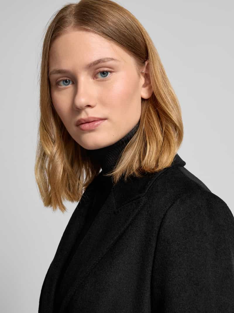 s.Oliver BLACK LABEL Regular fit lange wollen jas met geborsteld oppervlak