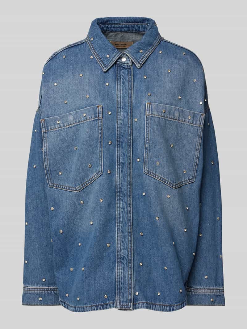 MOS MOSH Regular fit jeansblouse met strass-steentjes model 'EMME MARINE'