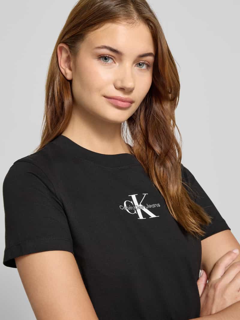 Calvin Klein Jeans T-shirt met labelstitching en ronde hals