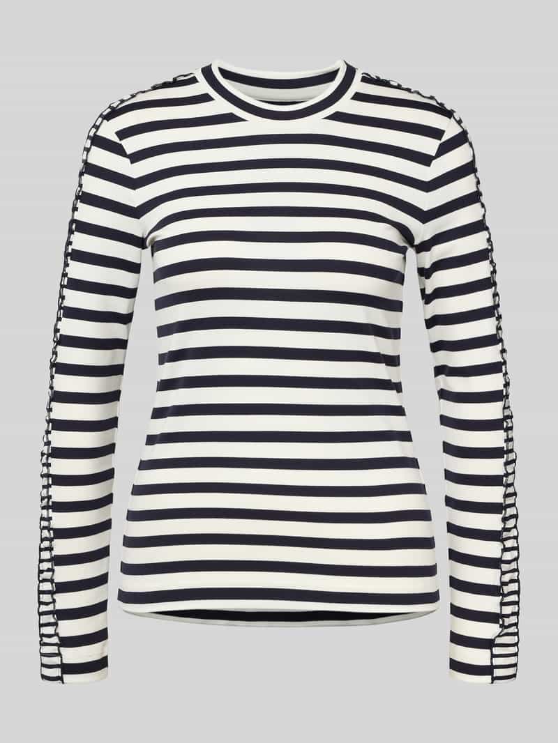 Marc Cain Shirt met lange mouwen en geribde ronde hals