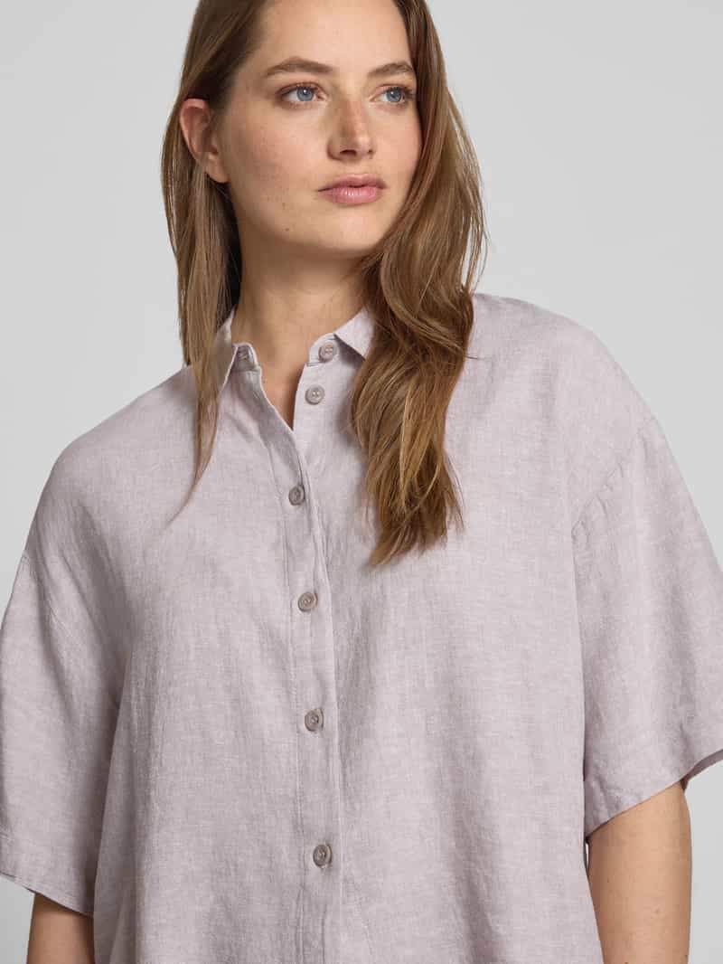 Vero Moda Regular fit overhemdblouse van een mix van linnen en viscose model 'LINN'