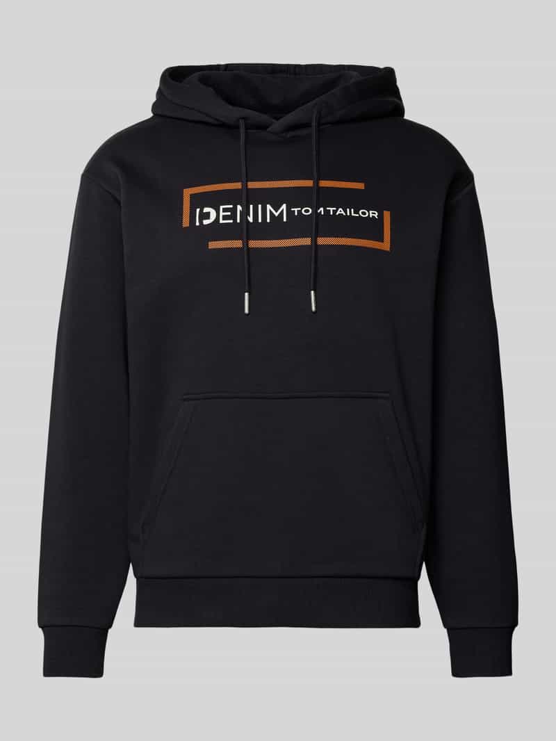 Tom Tailor Denim Regular fit hoodie van katoenmix met labelprint