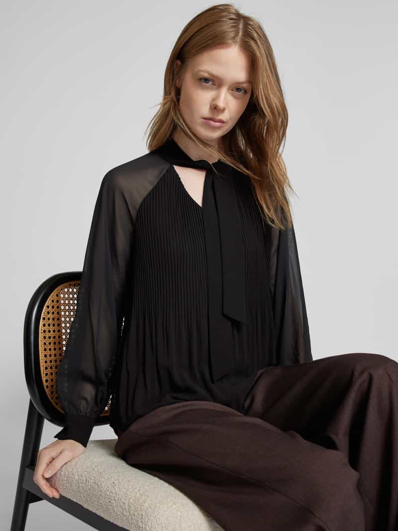 comma Slim fit blouse met plissévouwen