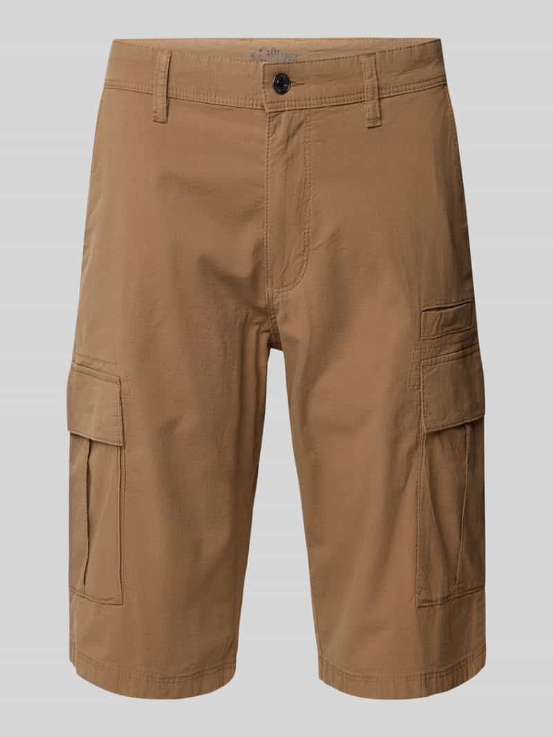 s.Oliver BLACK LABEL Relaxed fit cargobermuda van een mix van katoen en elastaan
