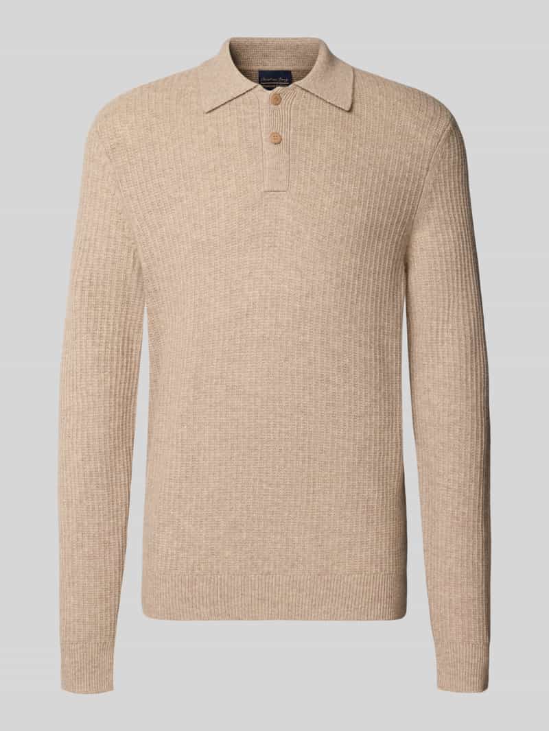 Christian Berg Men Slim fit gebreide pullover van mix van wol en kasjmier met polokraag