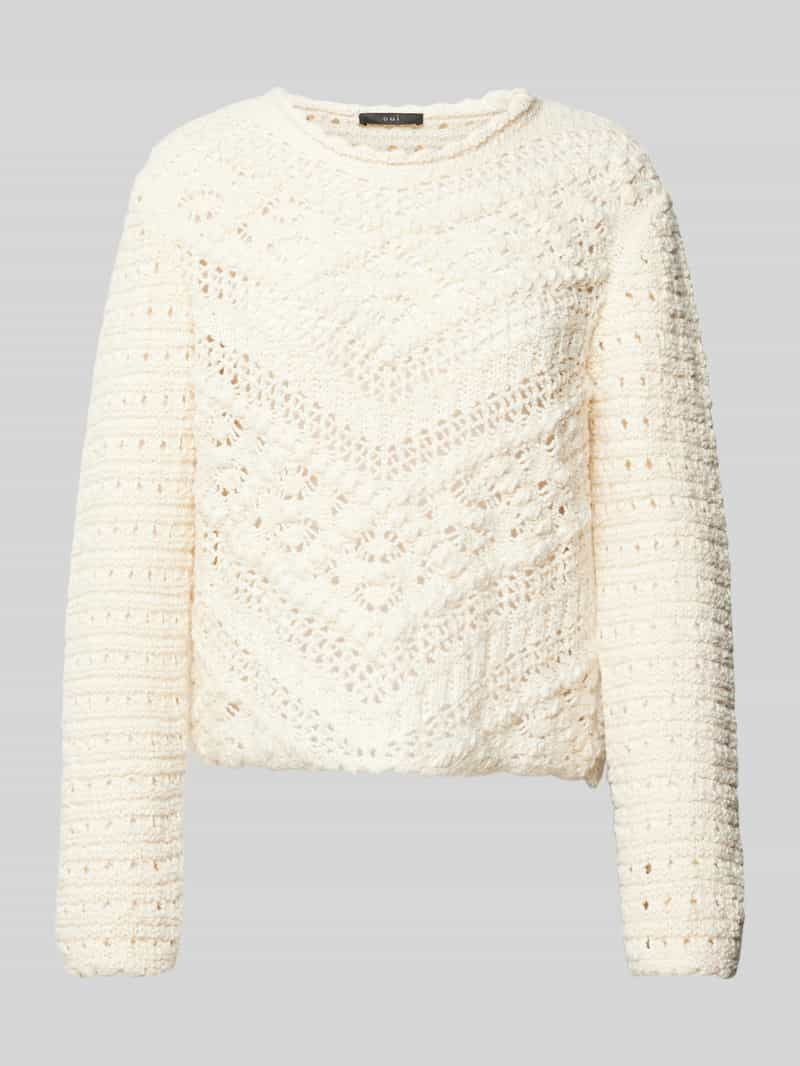 Oui Gebreide pullover met ajourpatroon