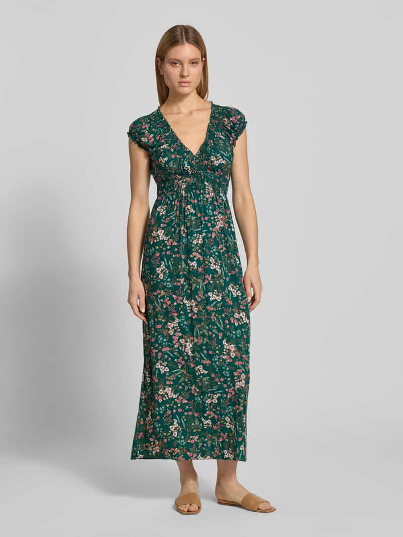 Apricot regular fit maxi-jurk van pure viscose met V-hals donkergroen, foto 3