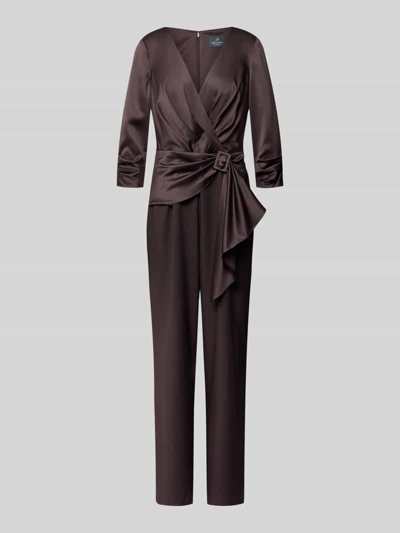 Adrianna Papell Cocktail-jumpsuit met V-hals en 3 4-mouwen