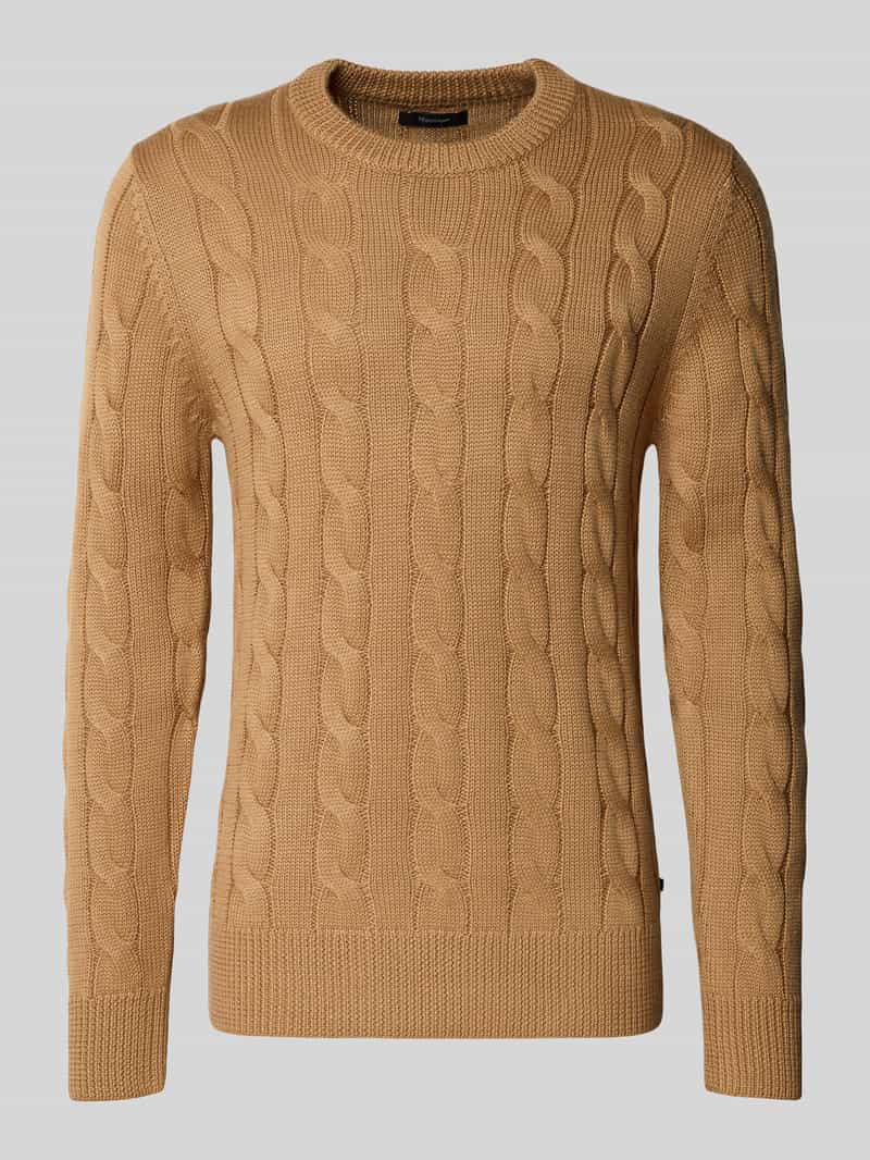 Matinique Gebreide pullover met kabelpatroon en ronde hals