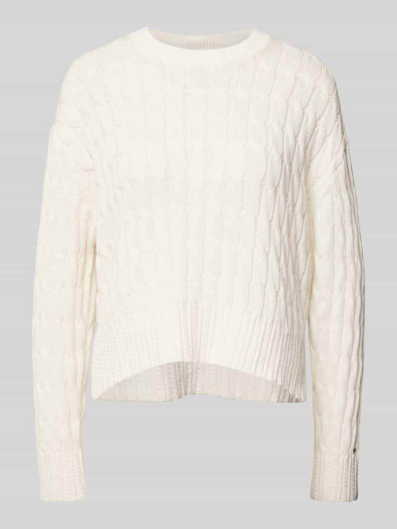 Tommy Hilfiger Gebreide pullover van puur katoen met ronde hals