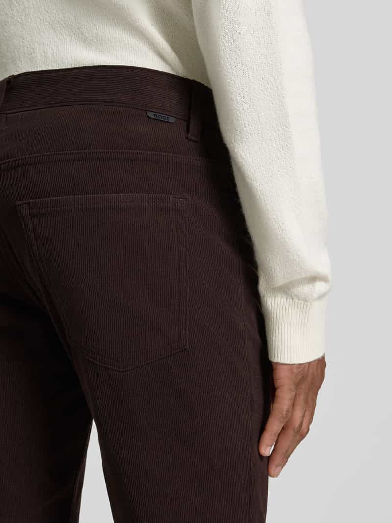 Boss Straight leg corduroy broek met ceintuurlussen model 'DELAWARE'