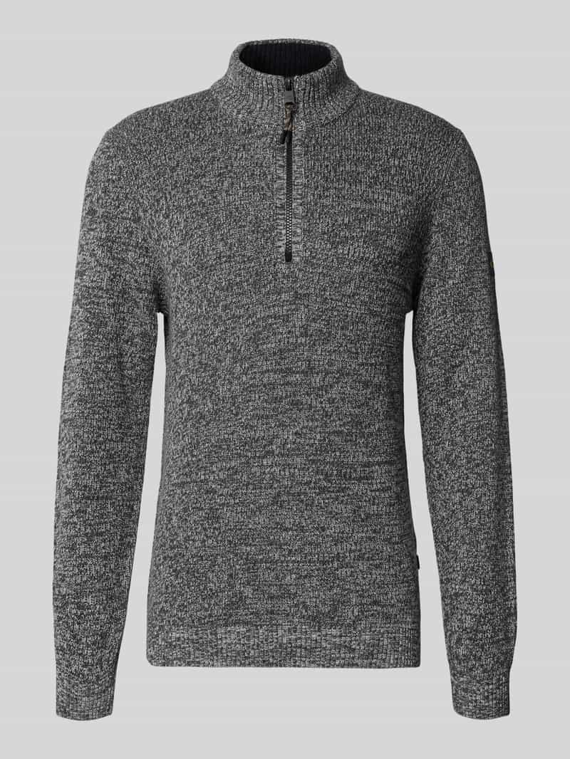 camel active Slim fit schipperstrui met ritssluiting model 'Mouline'