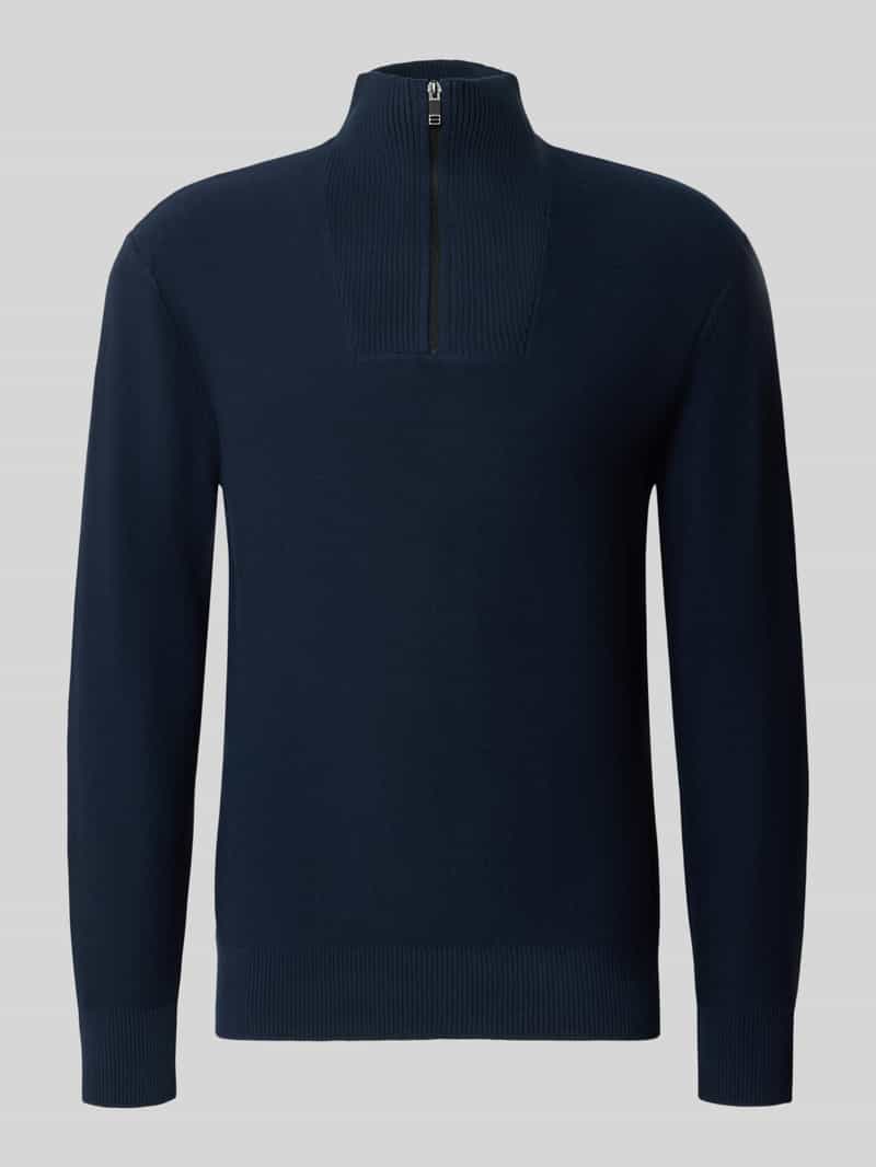 Tom Tailor Denim - Troyer-gebreide trui van katoen - Maat S - sky captain blue