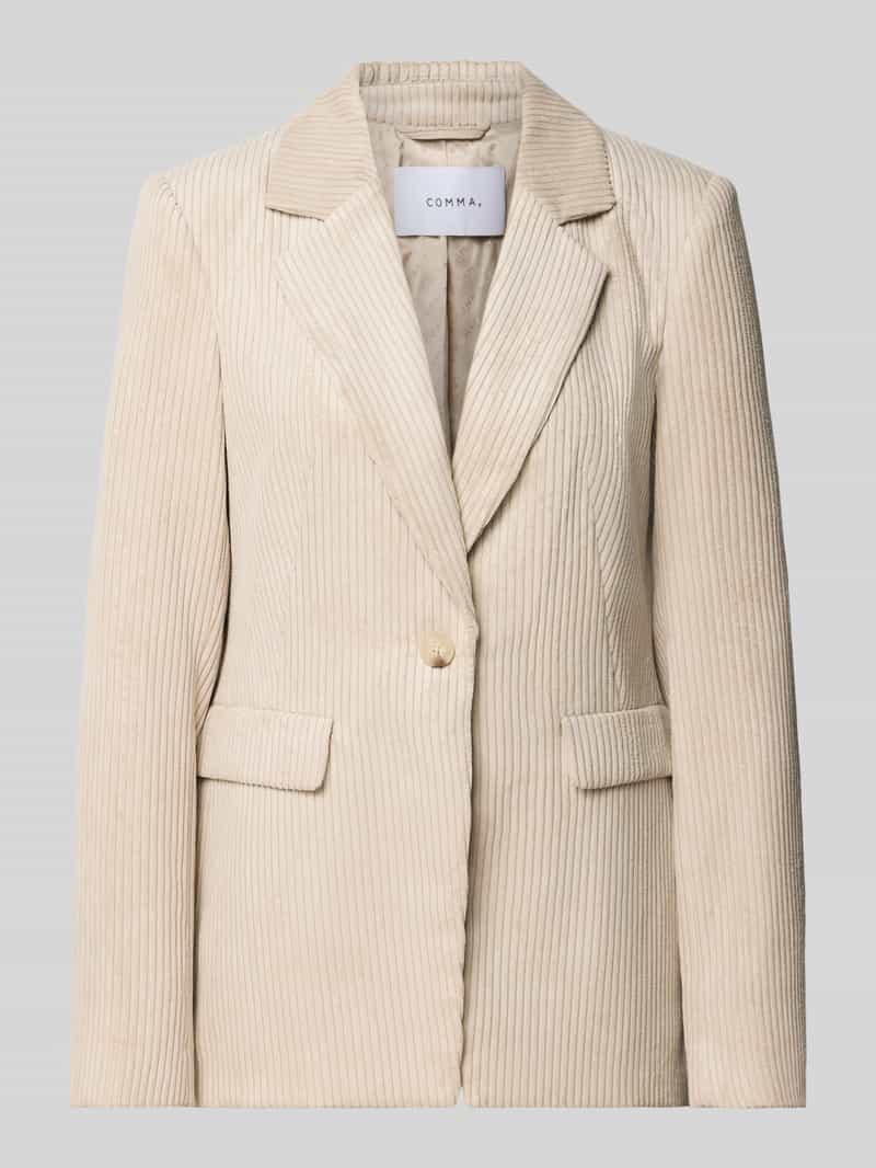 Comma Slim fit blazer van corduroy met klepzakken