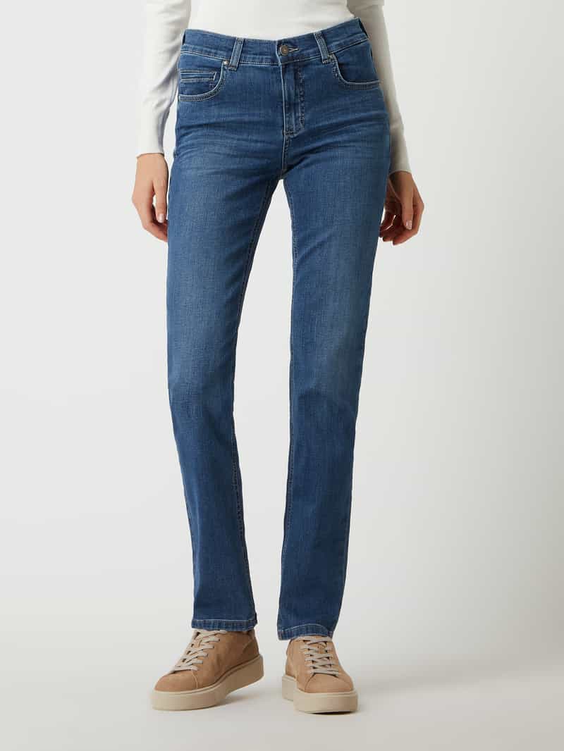 Slim tapered fit stoffen broek met stretch, model 'Solid' Angels