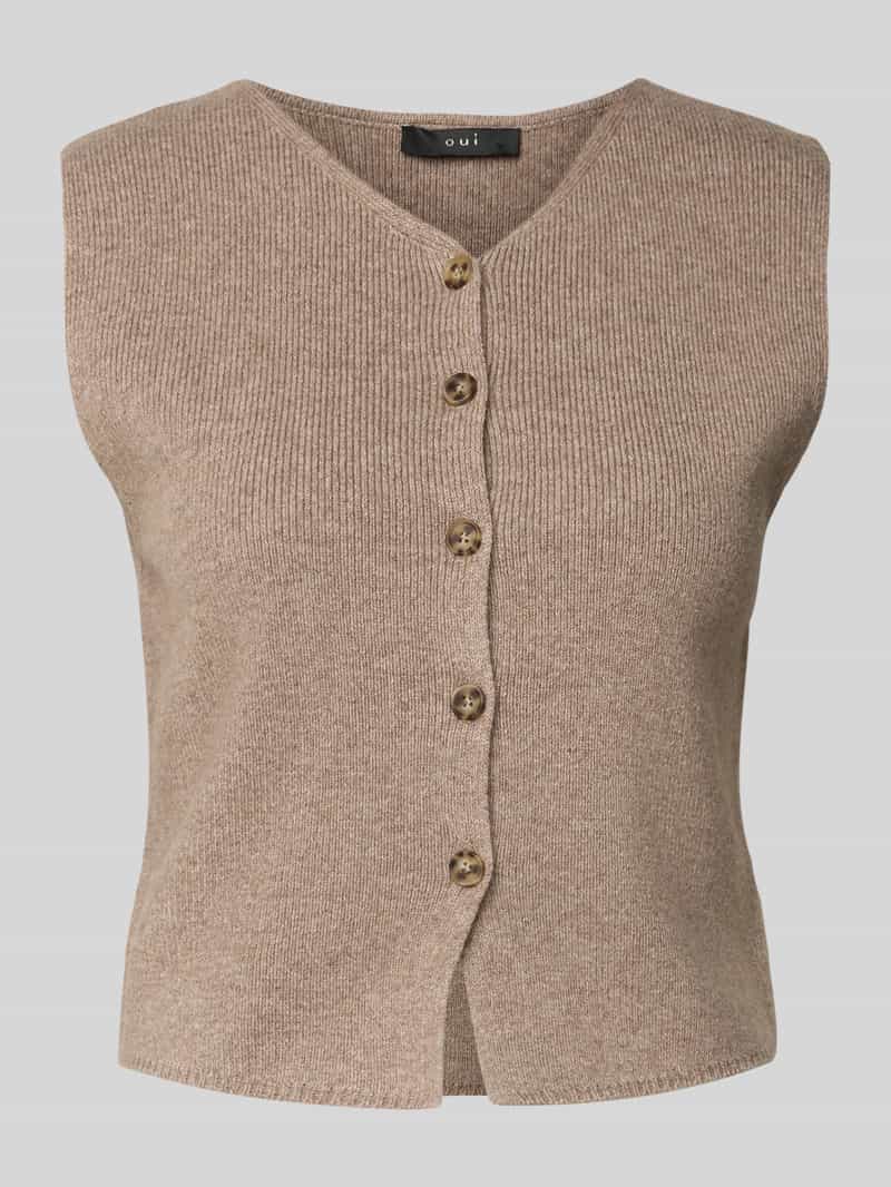 Oui Gebreid gilet met V-hals
