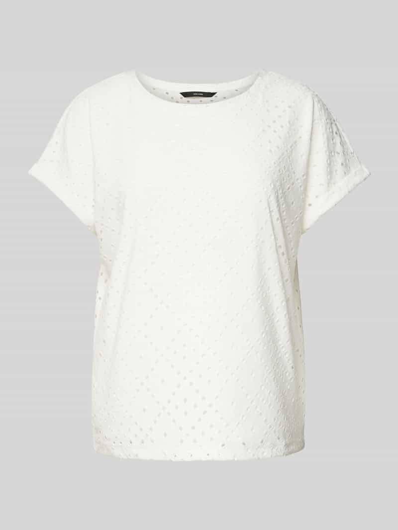 Vero Moda Relaxed fit T-shirt met broderie anglaise model 'TASSA'