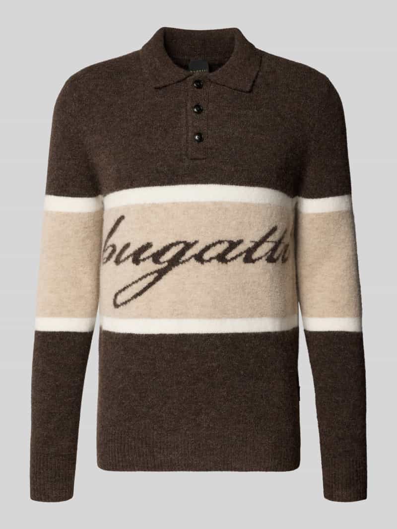 Bugatti Slim fit poloshirt met wolgehalte