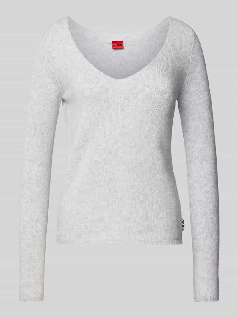 HUGO Wollen pullover met afgeronde V-hals, model 'Shakylina'